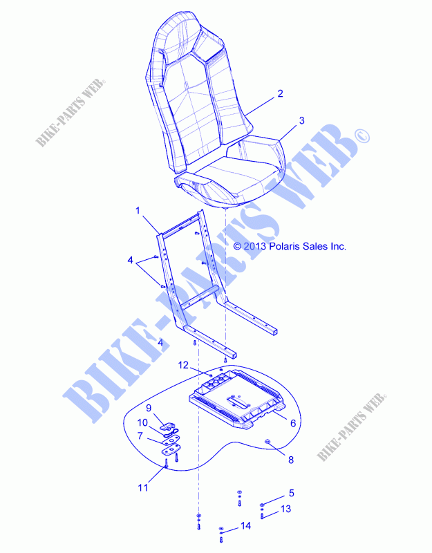 SEAT ASM.   Z18VAA87B2 (49RGRSEAT15Z90050) for Polaris RZR 900 50 INCH  2018