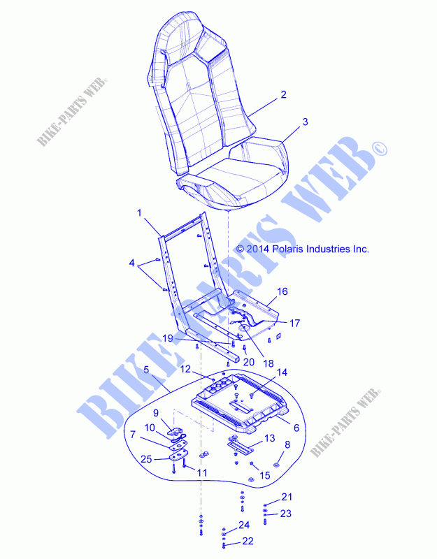 SEAT ASM. AND SLIDER   Z18VAE87BM/BW (49RGRSEAT15RZR900) for Polaris RZR 900 50 INCH  2018