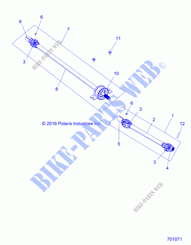 DRIVE TRAIN, FRONT PROP SHAFT   Z18VCE87BK/BU/BR/LU (701071) for Polaris 	RZR S4 900 EPS 4 SEAT 2018