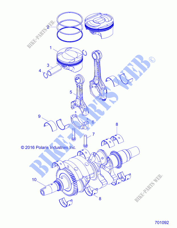 ENGINE, CRANKSHAFT AND PISTON   Z18VCE87BK/BU/BR/LU (701092) for Polaris 	RZR S4 900 EPS 4 SEAT 2018
