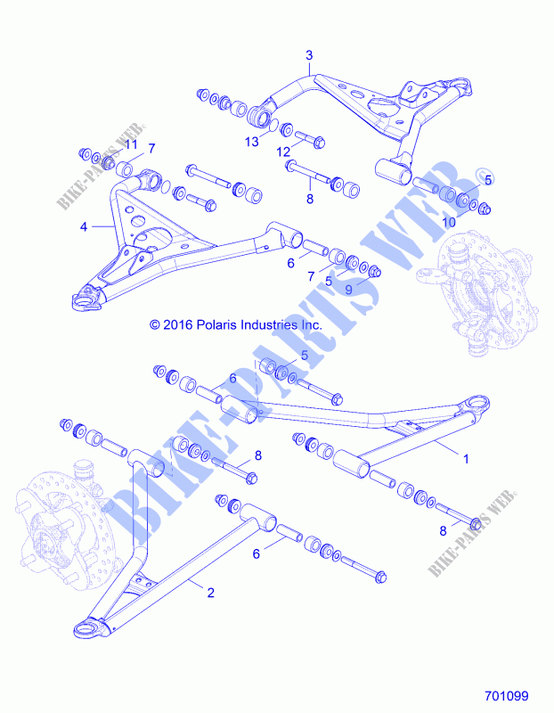 FRONT SUSPENSION CONTROL ARMS   Z18VCE87BK/BU/BR/LU (701099) for Polaris 	RZR S4 900 EPS 4 SEAT 2018
