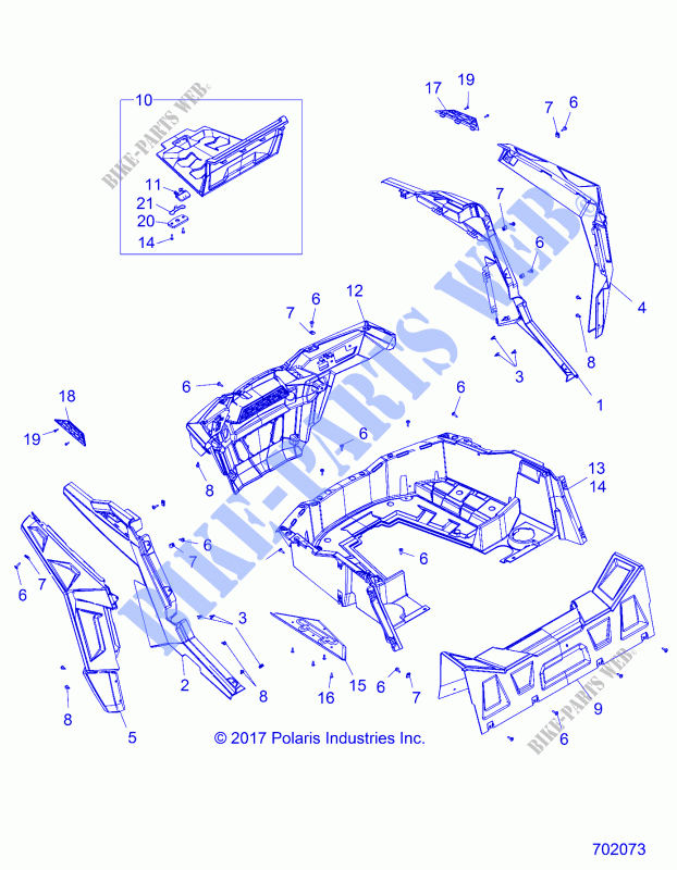 REAR RACK AND FENDERS   Z18VCE87BK/BU/BR/LU (702073) for Polaris 	RZR S4 900 EPS 4 SEAT 2018