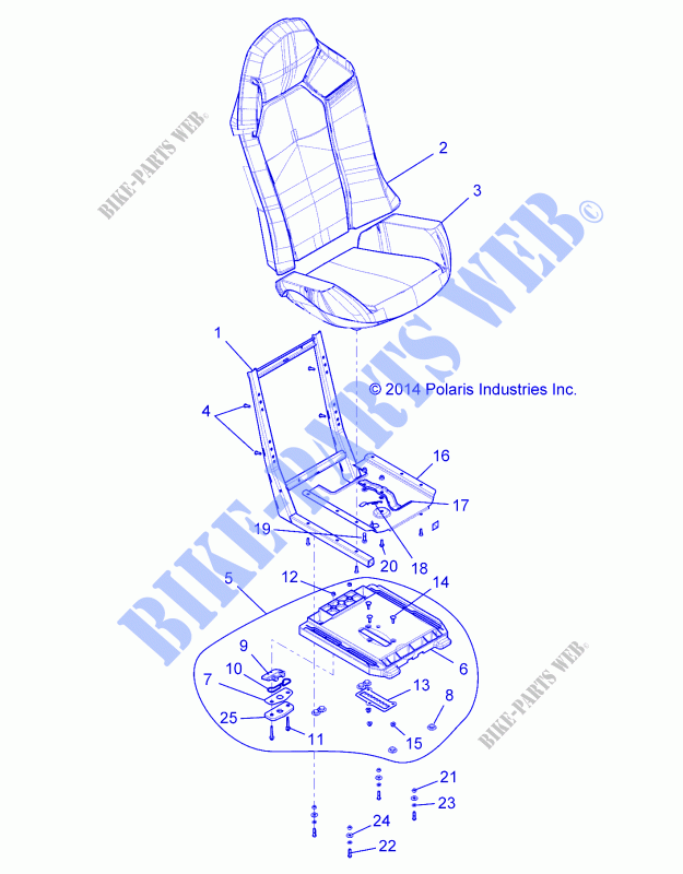 SEAT ASM. AND SLIDER   Z16VBE87FR/NR/JR (49RGRSEAT15RZR900) for Polaris RZR 900 60 INCH EPS EU 2016      