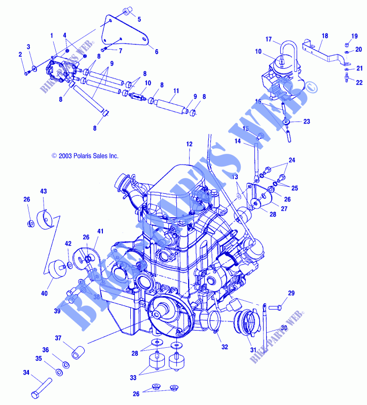 ENGINE MOUNTING   A04CH59AF/AH/AJ/AT/AV (4986108610A13) for Polaris SPORTSMAN 600 2004