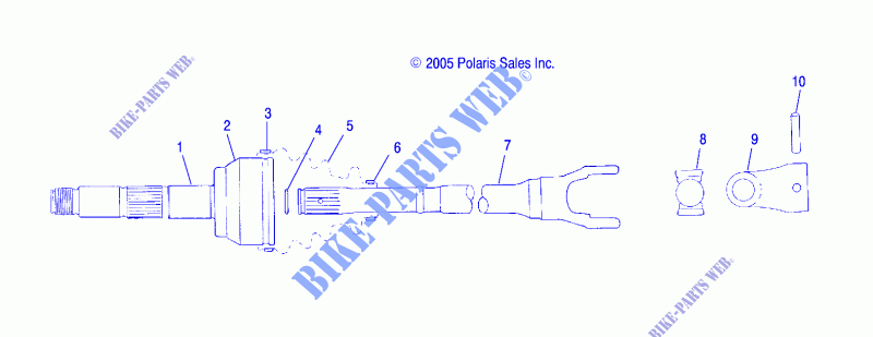 DRIVE SHAFT   A04CL50AA (4999201649920164A14) for Polaris SPORTSMAN 6X6 2004