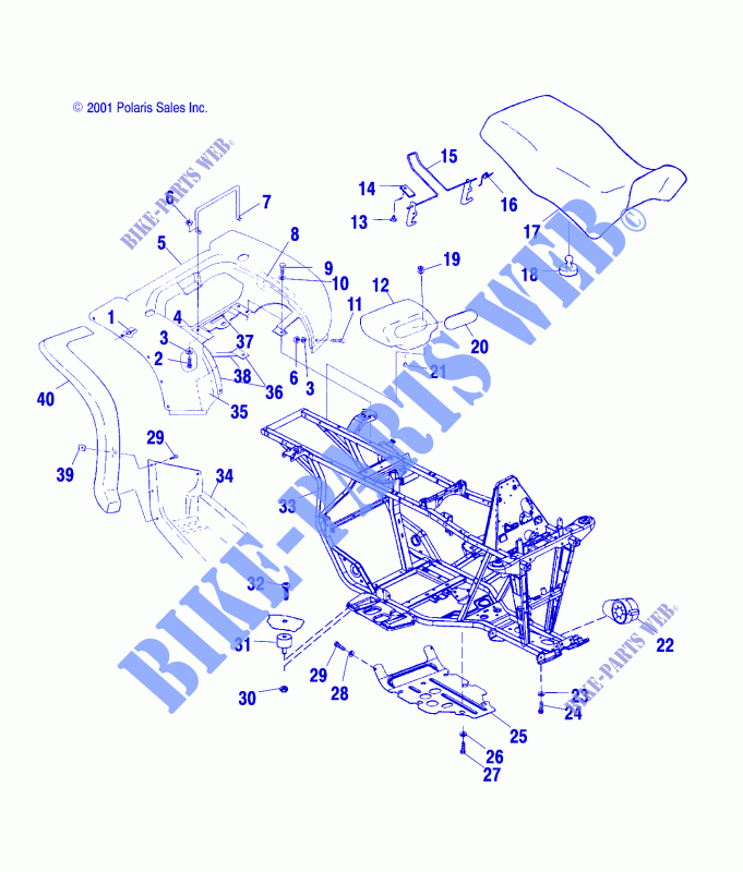 REAR CAB   SEAT   A02CD32AA/AB/AC/FB (4970147014A03) for Polaris MAGNUM 325 4X4 FREEDOM 2002