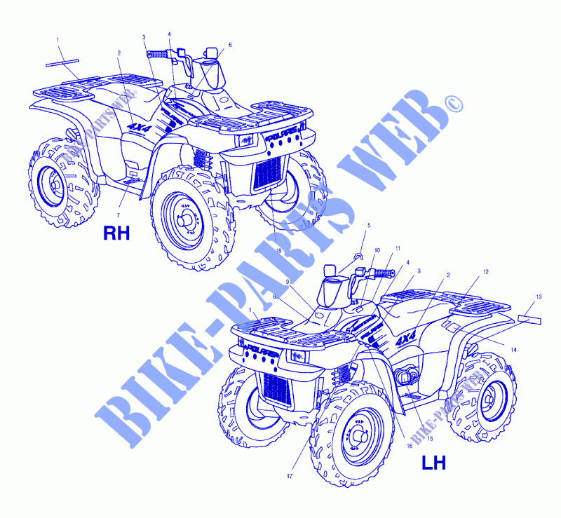 DECALS   A02CK42AA/AB (4970327032A08) for Polaris XPEDITION 425 2002