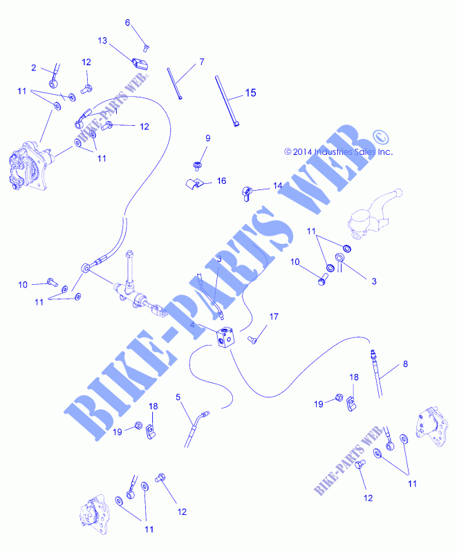 BRAKE LINES   A15SJE57HI (49ATVBRAKELINE1570SPTR) for Polaris SPORTSMAN 570 TR PRM PS MD 2015