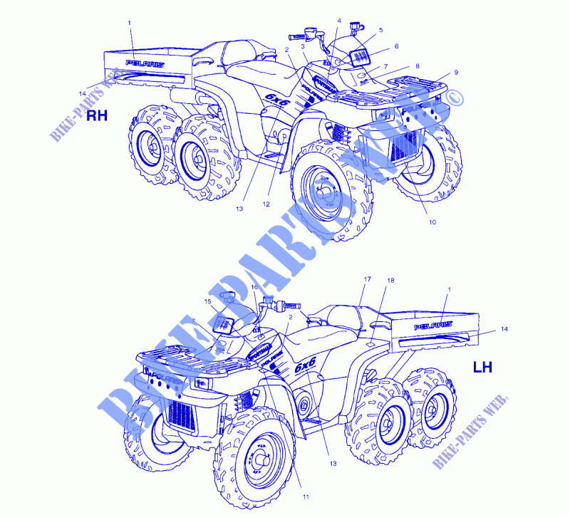 DECALS   A01CL50AA (4964586458A005) for Polaris SPORTSMAN 6X6 2001
