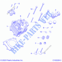 ENGINE, CYLINDER HEAD, CAM AND VALVES   A21SEE50A1/A5/CA1/CA5 (C102228 3) for Polaris SPORTSMAN 450 HO EPS 2021