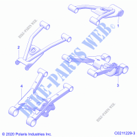 REAR SUSPENSION CONTROL ARMS   A21SEE50A1/A5/CA1/CA5 (C0211229 3) for Polaris SPORTSMAN 450 HO EPS 2021