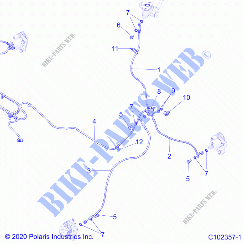 BRAKES, BRAKE LINES, FRONT   A21S6E57A1/3A1 (C102357 1) for Polaris SPORTSMAN 570 6X6 2021