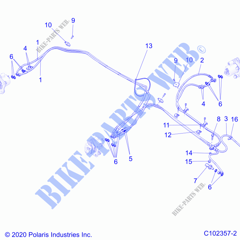 BRAKES, BRAKE LINES, REAR   A21S6E57A1/3A1 (C102357 2) for Polaris SPORTSMAN 570 6X6 2021