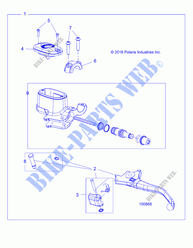 BRAKES, FRONT BRAKE LEVER AND MASTER CYLINDER   A21SHE57FM/S57FM (100868) for Polaris SPORTSMAN 570 PREMIUM EU / ZUG / TRACTOR 2021