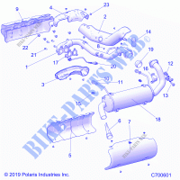 ENGINE, EXHAUST SYSTEM   R21T6A99A1/B1 (C700601) for Polaris RANGER CREW 1000 2021