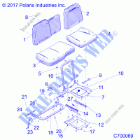 BODY, SEAT ASM. AND SLIDER   R21RRE99A9/AC/AP/AW/B9/BC/BP/BW (C700069) for Polaris RANGER XP 1000 PREMIUM 2021