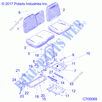 BODY, SEAT ASM. AND SLIDER   R21RRK99A9/AP/AW/B9/BP/BW (C700069) for Polaris RANGER XP 1000 PREMIUM RIDE COMMAND 2021
