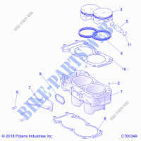ENGINE, CYLINDER AND PISTON   R21RSK99A9/AP/AW/B9/BP/BW (C700349) for Polaris RANGER CREW XP 1000 RC EDITION 2021