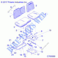 BODY, SEAT ASM. AND SLIDER   R21RRU99A9/AC/AP/AW/B9/BC/BP/BW (C700069) for Polaris RANGER XP 1000 NORTHSTAR PREMIUM 2021
