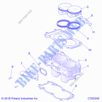 ENGINE, CYLINDER AND PISTON   R21RRM99AG (C700349) for Polaris RANGER XP 1000 HIGH LIFTER 2021