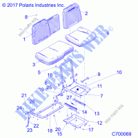 BODY, SEAT ASM. AND SLIDER   R21RSM99AG (C700069) for Polaris RANGER CREW XP 1000 HIGH LIFTER 2021