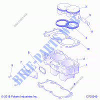 ENGINE, CYLINDER AND PISTON   R21RSH99AC/BC (C700349) for Polaris RANGER CREW XP 1000 TRAIL BOSS 2021
