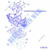 CHASSIS, MAIN FRAME AND SKID PLATES   R21RSV99AC/BC (C700154) for Polaris RANGER CREW XP 1000 NORTHSTAR TRAIL BOSS 2021