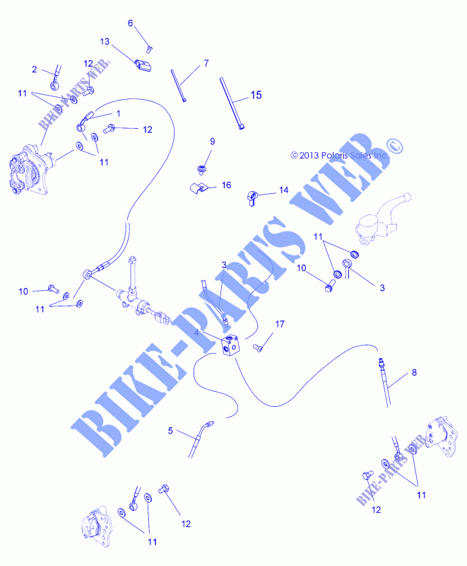 BRAKE LINES   A15SAA32EH (49ATVBRAKELINE14SP570) for Polaris HAWKEYE 325 2X4 2015