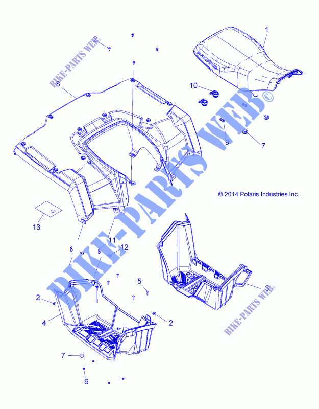 REAR CAB, SEAT AND FOOTWELLS   A15SAA32EH (49ATVCABRR15SPETX) for Polaris HAWKEYE 325 2X4 2015
