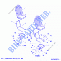 SEAT ASM. AND SLIDER   Z21N4E99AC/AK/BC/BK/K99AP/AG/BG/BP (C0702791 1) for Polaris RZR XP 4 1000 2021