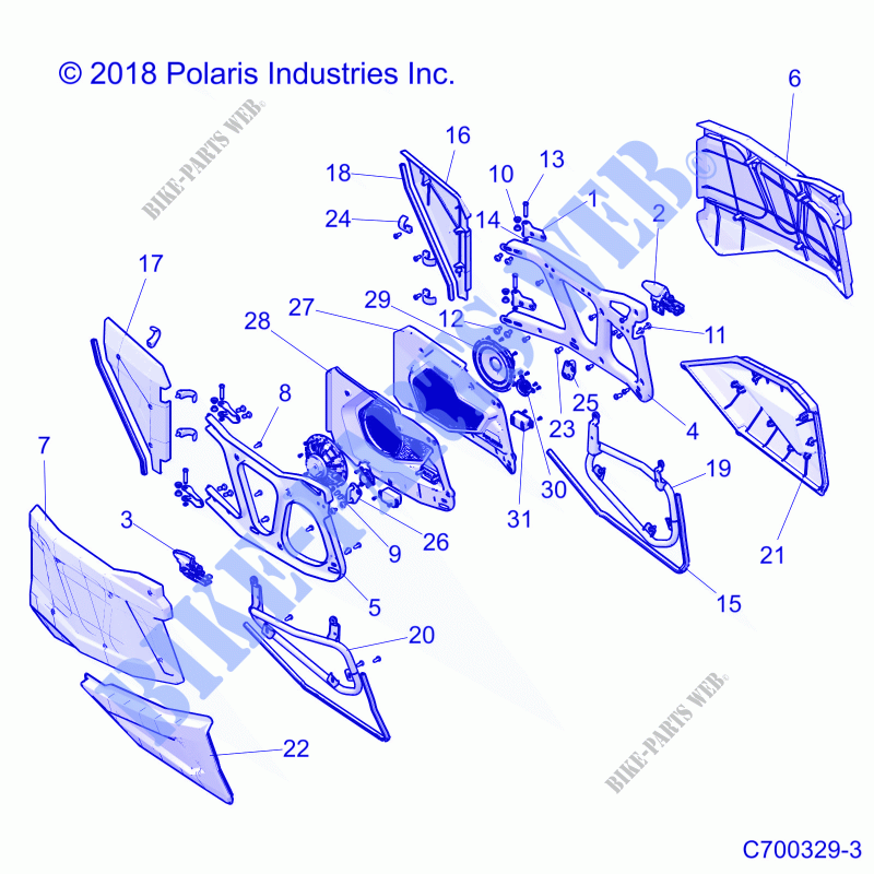 DOORSS, REAR   Z21N4K99AP/AG/BG/BP (C700329 3) for Polaris RZR XP 4 1000 2021