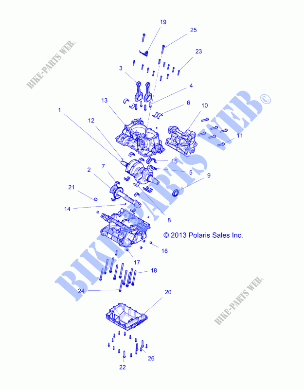 ENGINE, CRANKCASE AND CRANKSHAFT   Z21N4E99AC/AK/BC/BK/K99AP/AG/BG/BP (49RGRCRANKCASE14RZR1000) for Polaris RZR XP 4 1000 2021