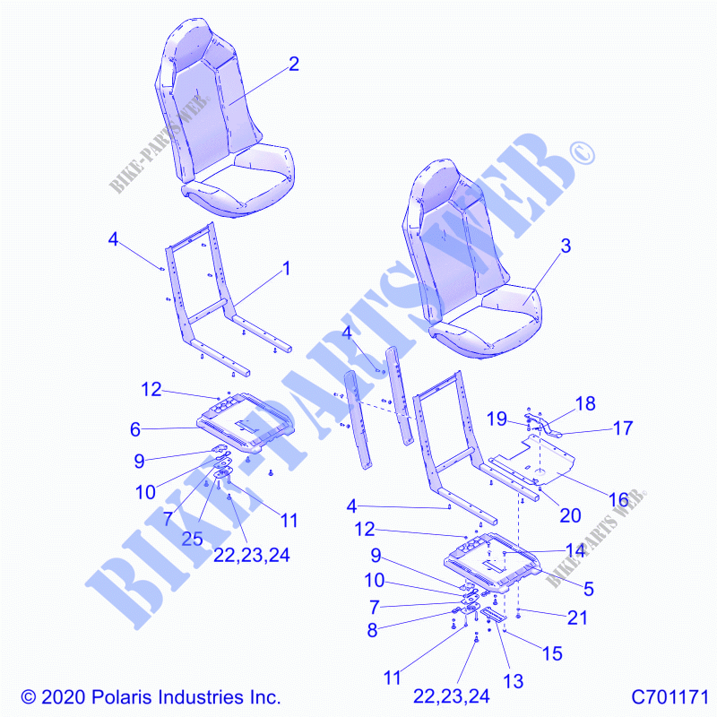 BODY, SEAT ASM. AND SLIDER   Z21NAE99AC/AK/BC/BK/K99AG/AP/BG/BP (C701171) for Polaris RZR XP 1000 2021