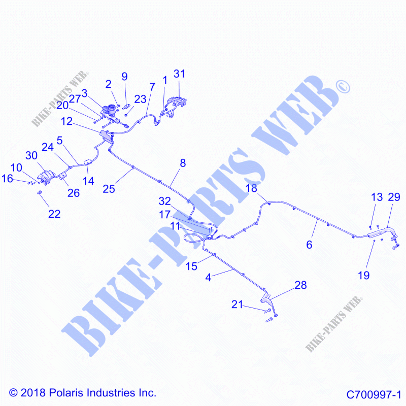 BRAKES, BRAKE LINES AND MASTER CYLINDER   Z21NAE99AC/AK/BC/BK/K99AG/AP/BG/BP (C700997 1) for Polaris RZR XP 1000 2021