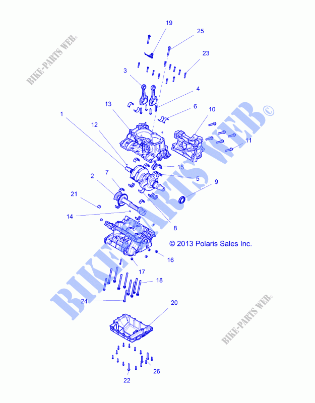 ENGINE, CRANKCASE AND CRANKSHAFT   Z21NAE99AC/AK/BC/BK/K99AG/AP/BG/BP (49RGRCRANKCASE14RZR1000) for Polaris RZR XP 1000 2021