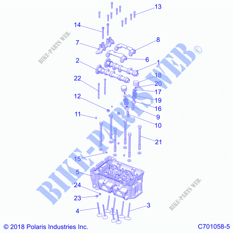 ENGINE, CYLINDER HEAD AND VALVES   Z21NAE99AC/AK/BC/BK/K99AG/AP/BG/BP (C701058 5) for Polaris RZR XP 1000 2021