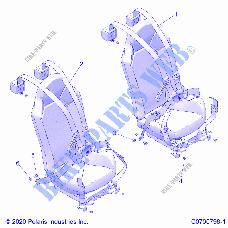 BODY, SEAT BELT MOUNTING   Z21NAR99AN/BN (C0700798 1) for Polaris RZR XP 1000 TRAILS & ROCKS 2021