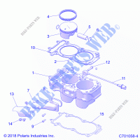 ENGINE, CYLINDER AND PISTON   Z21P4E92AE/AN/BE/BN/L92AL/AT/BL/BT (C701058 4) for Polaris RZR TURBO S 4 2021