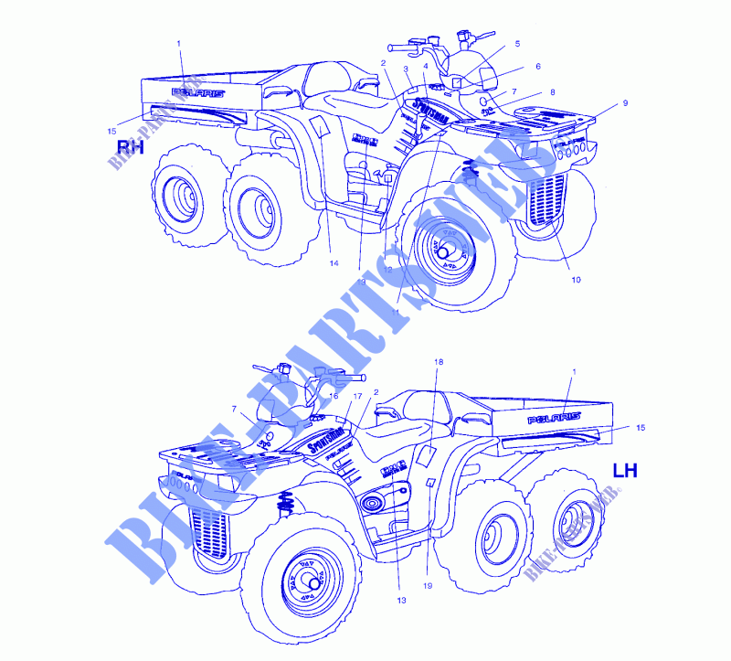 DECALS   A00CL50AA (4954815481A007) for Polaris SPORTSMAN 6X6 2000