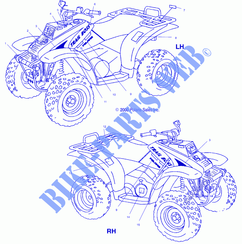 DECALS   A00AA32AA (4949914991A008) for Polaris TRAIL BOSS 2000