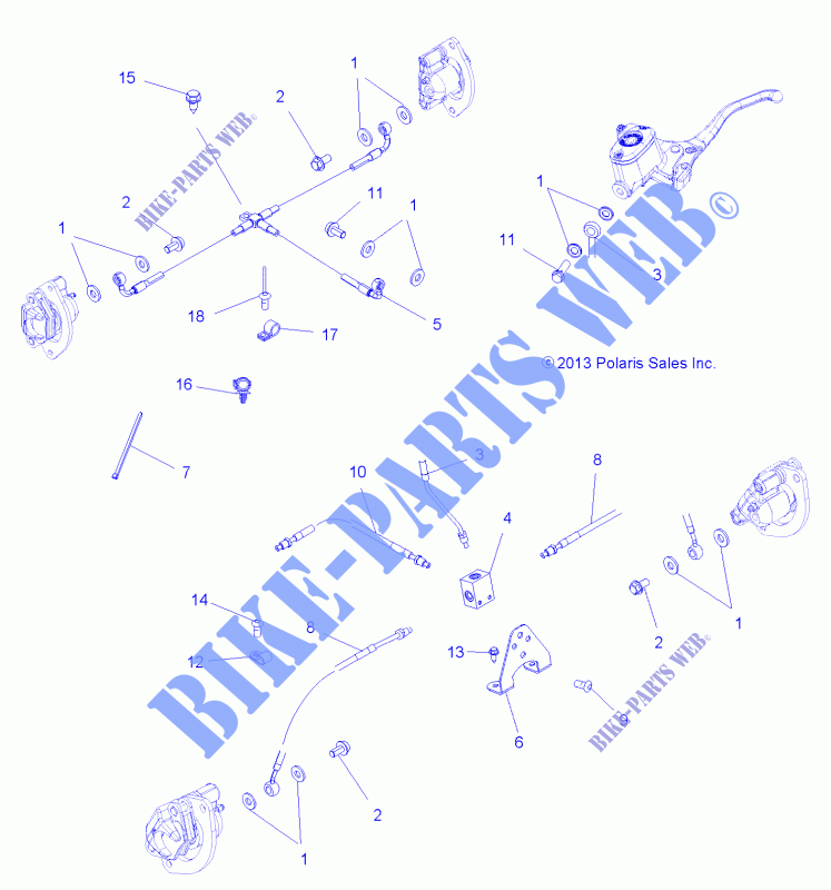 BRAKE LINES   A15SVE95HW (49ATVBRAKELINE14SPX2550) for Polaris SCRAMBLER 1000 MD 2015