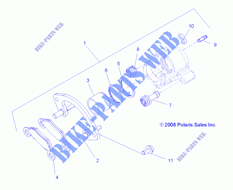 REAR BRAKE CALIPER   A15SVE95HW (49ATVBRAKERR09SPXP850) for Polaris SCRAMBLER 1000 MD 2015