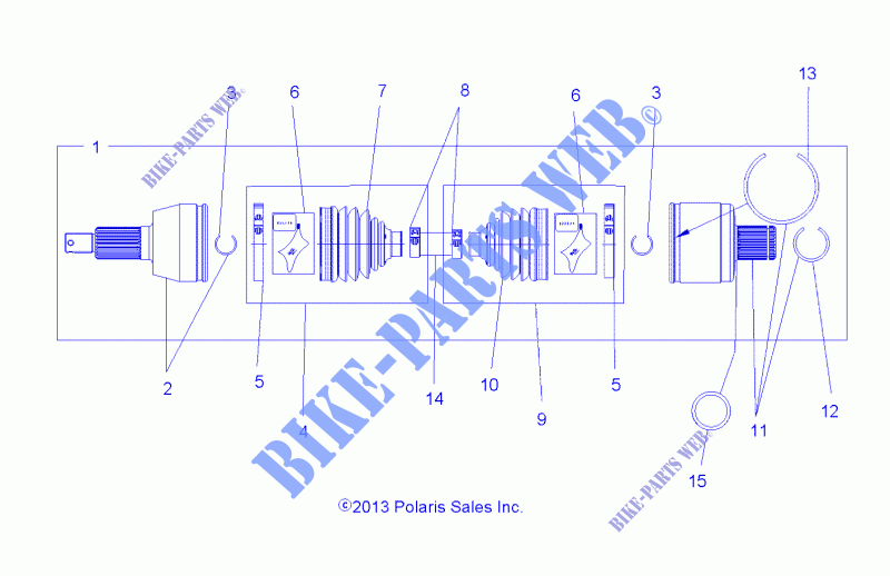 DRIVE TRAIN, DRIVE REAR SHAFT    A15SVA85HD (49ATVSHAFTDRIVERR13SP550) for Polaris SCRAMBLER 850 MD 2015