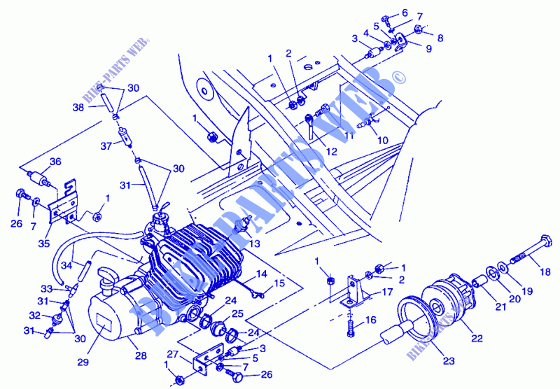 ENGINE MOUNTING TRAIL BLAZER W98BA25C (4945464546A009) for Polaris TRAIL BLAZER 1998