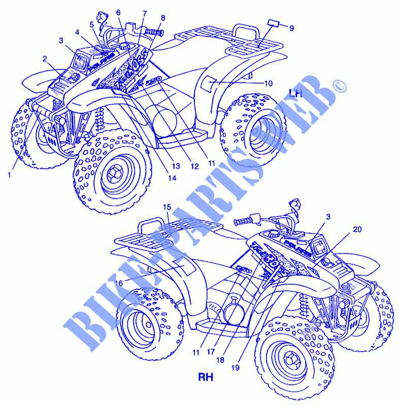 DECALS TRAIL BOSS W98AA25C (4945314531A008) for Polaris TRAIL BOSS 1998