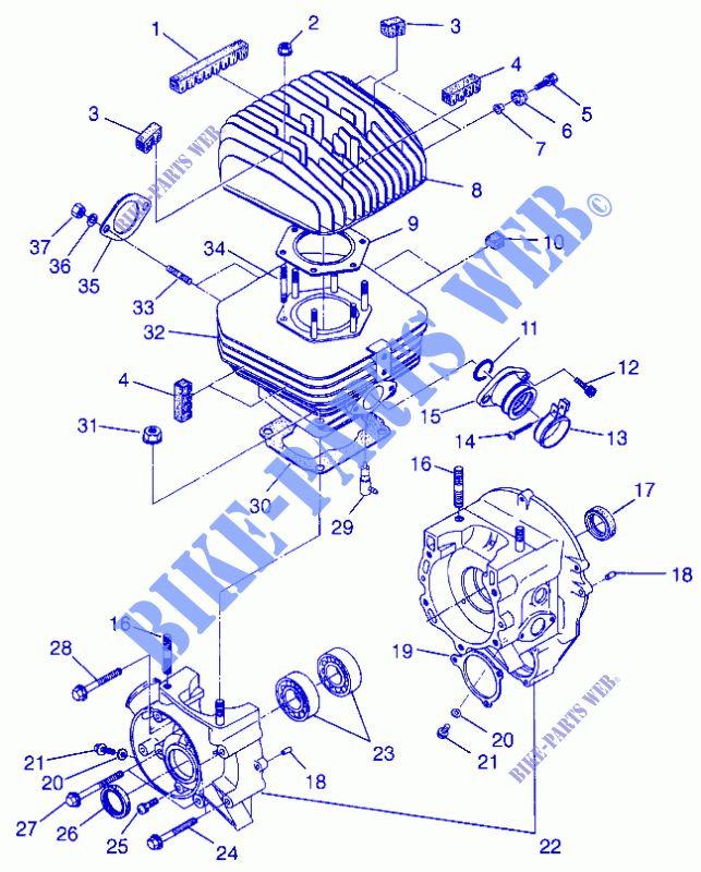 CRANKCASE AND CYLINDER TRAIL BOSS W97AA25C (4940574057C007) for Polaris TRAIL BOSS 1997