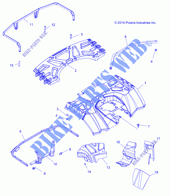 BODYWORK   CAB  AND REAR RACK   A15SXE95AC/AK/AW/L95AM (49ATVCABRR15XP1) for Polaris SPORTSMAN XP 1000 2015