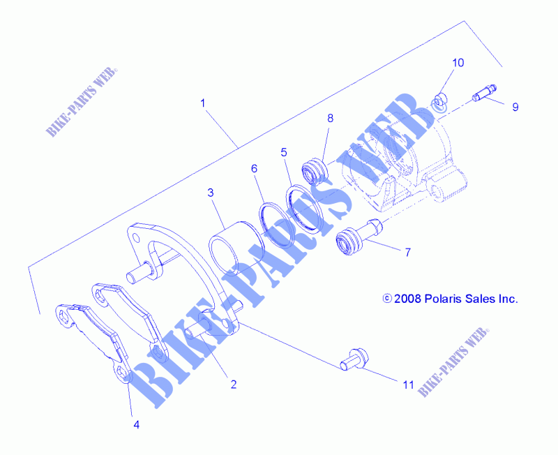 REAR BRAKE CALIPER   A15SXE95AC/AK/AW/L95AM (49ATVBRAKERR09SPXP850) for Polaris SPORTSMAN XP 1000 2015