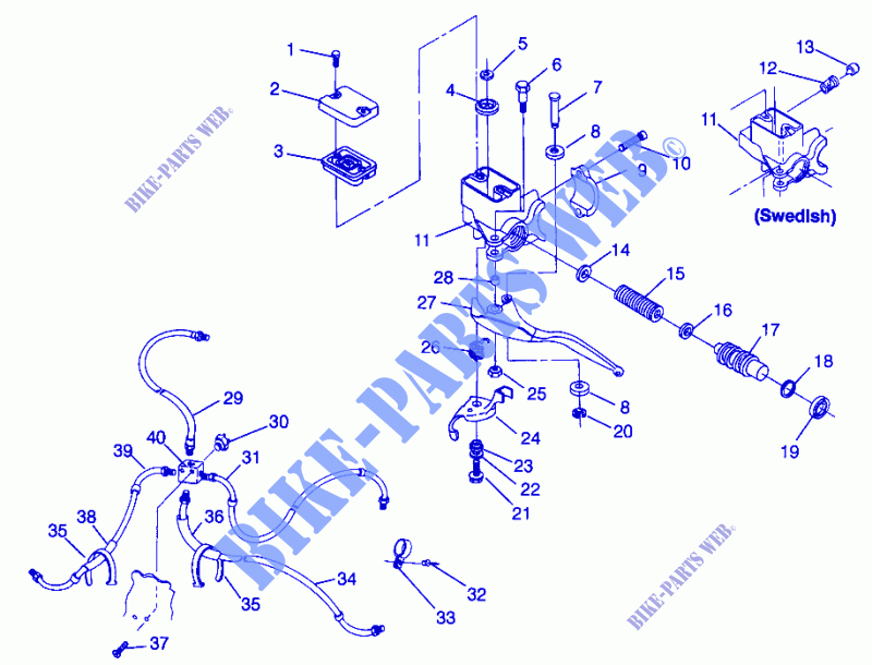 CONTROLS   MASTER CYLINDER/BRAKE LINE MAGNUM 4X4 W968144 AND SWEDISH MAGNUM (4936053605B011) for Polaris SWEDISH MAGNUM 4X4 1996