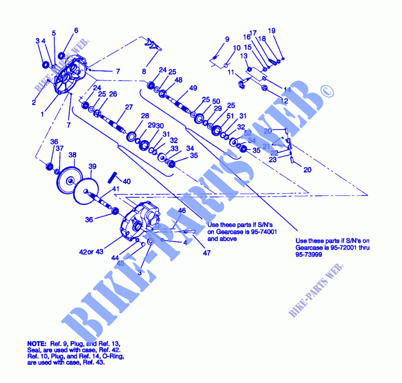 GEARCASE ASSEMBLY TRAIL BLAZER W957221 (4930363036C005) for Polaris TRAIL BLAZER 1995